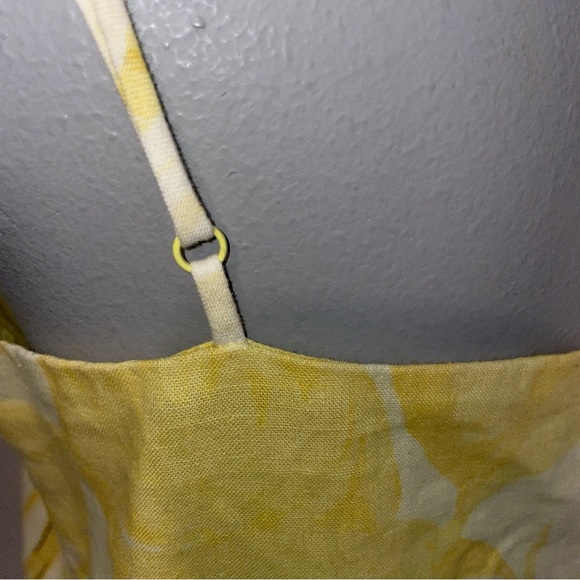 H and M mini shift dress spaghetti strap linen blend sunflower yellow size small - Picture 4 of 10